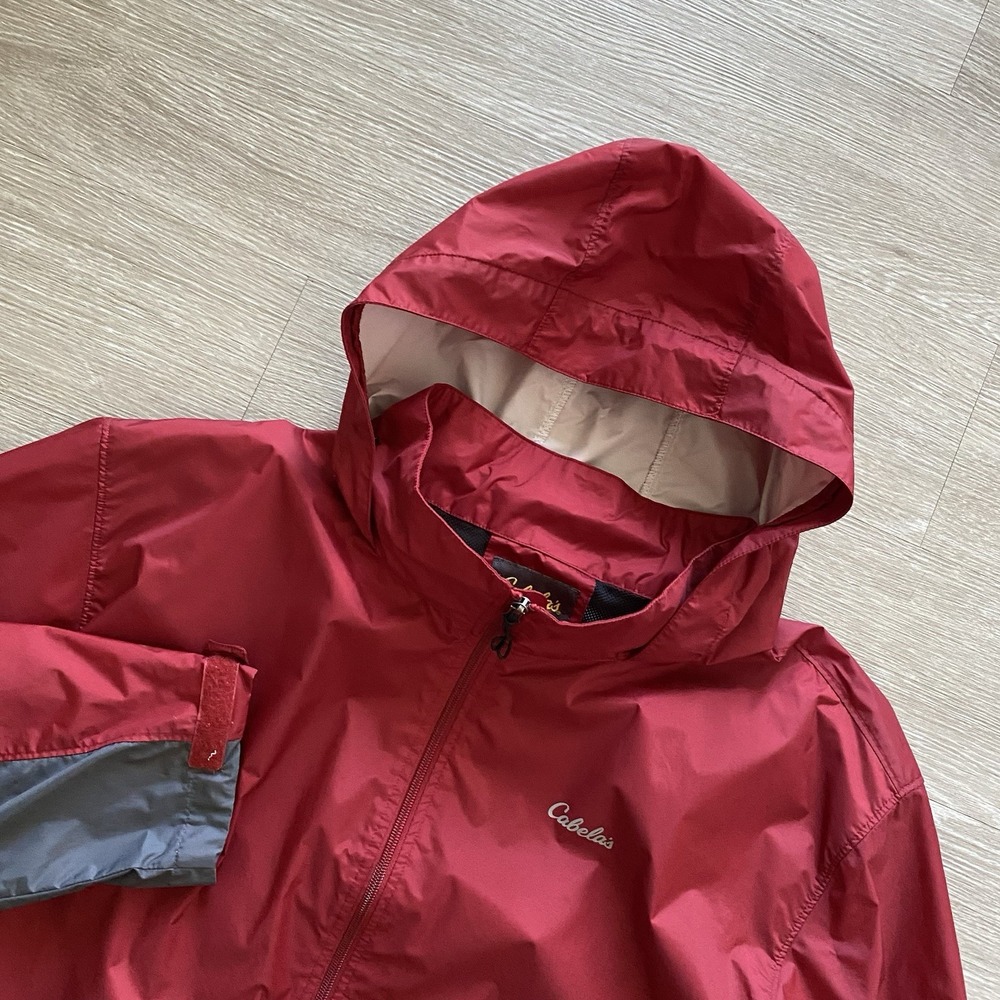 Cabela's 100% Nylon Rain Jacket Men's 3XL Red 4MOST REPEL Full Zip Waterproof
